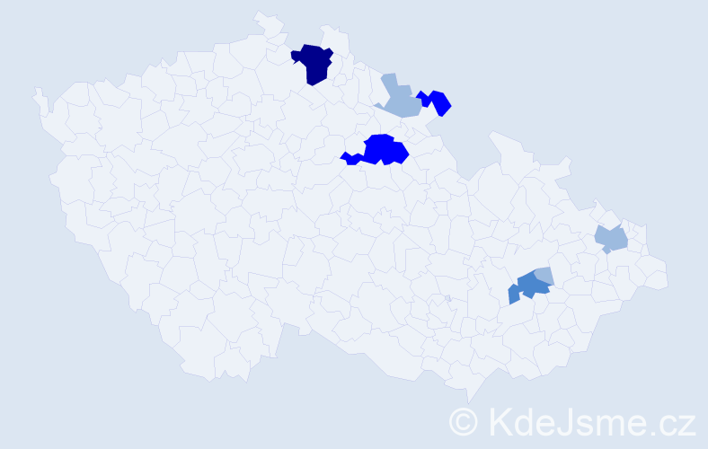 Příjmení: 'Kantorík', počet výskytů 15 v celé ČR