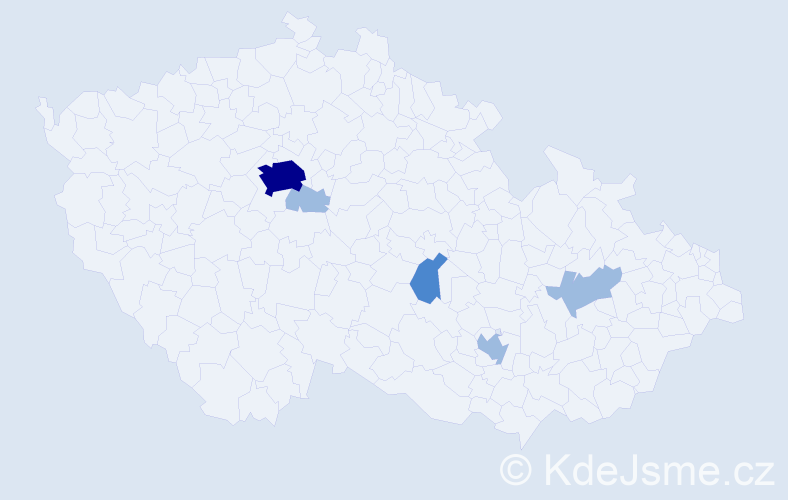 Příjmení: 'Dutton', počet výskytů 9 v celé ČR