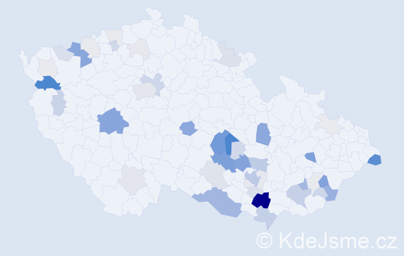 Příjmení: 'Babáček', počet výskytů 185 v celé ČR