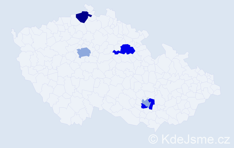 Příjmení: 'Mahn', počet výskytů 18 v celé ČR