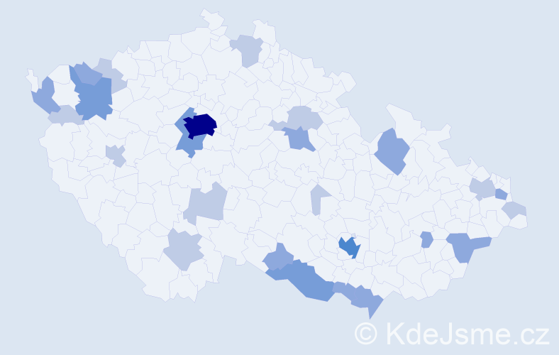 Příjmení: 'Jelinek', počet výskytů 54 v celé ČR
