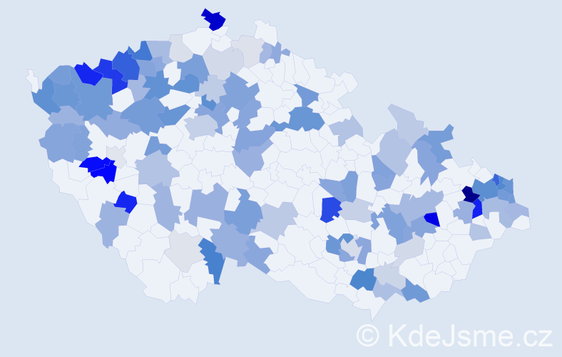 Příjmení: 'Kissová', počet výskytů 294 v celé ČR