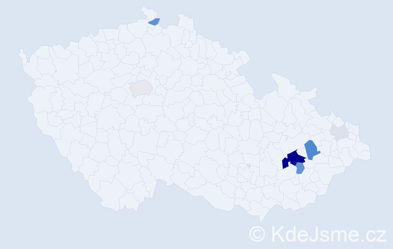 Příjmení: 'Kaďorková', počet výskytů 16 v celé ČR