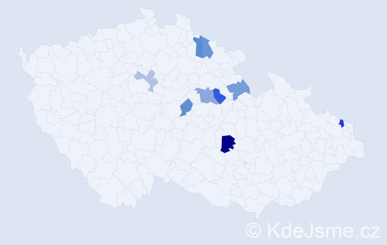 Příjmení: 'Dadíková', počet výskytů 12 v celé ČR
