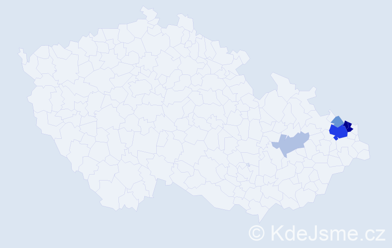 Příjmení: 'Vzatek', počet výskytů 16 v celé ČR