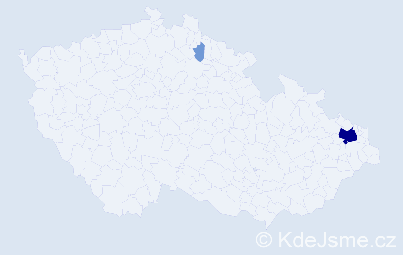 Příjmení: 'Prodzová', počet výskytů 8 v celé ČR