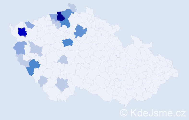 Příjmení: 'Proftová', počet výskytů 58 v celé ČR