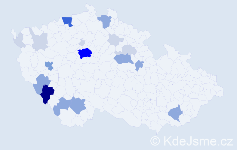 Příjmení: 'Korálová', počet výskytů 60 v celé ČR