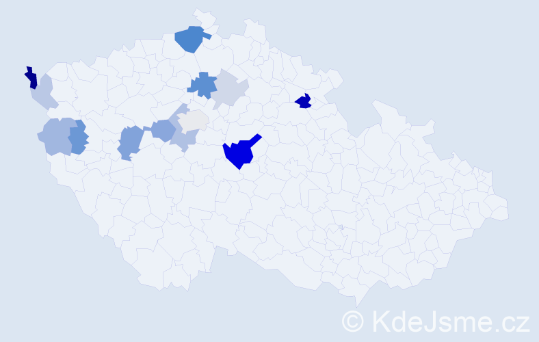 Příjmení: 'Kunta', počet výskytů 34 v celé ČR
