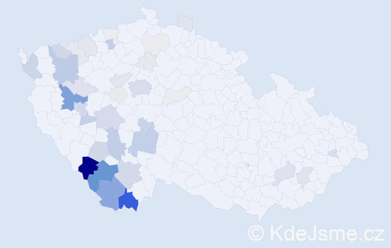 Příjmení: 'Cais', počet výskytů 173 v celé ČR