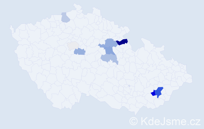 Příjmení: 'Ligrová', počet výskytů 18 v celé ČR