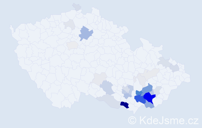 Příjmení: 'Křemečková', počet výskytů 123 v celé ČR