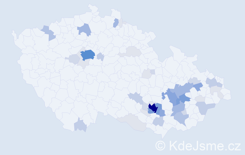 Příjmení: 'Hrabálek', počet výskytů 151 v celé ČR