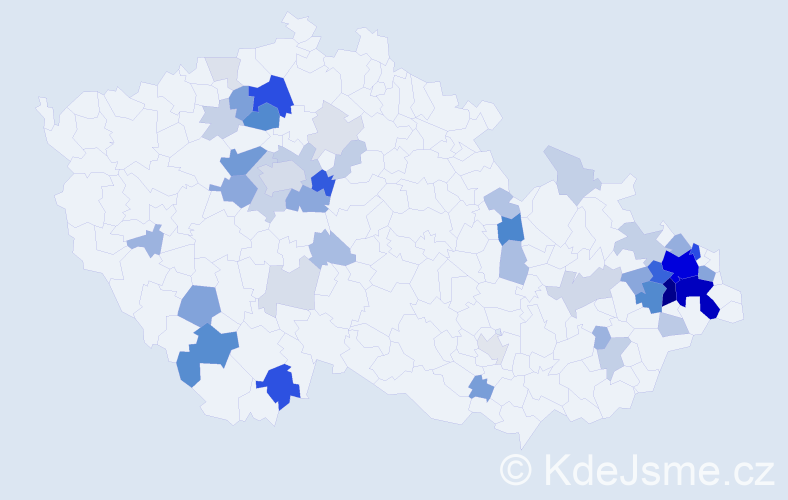 Příjmení: 'Šindelová', počet výskytů 182 v celé ČR