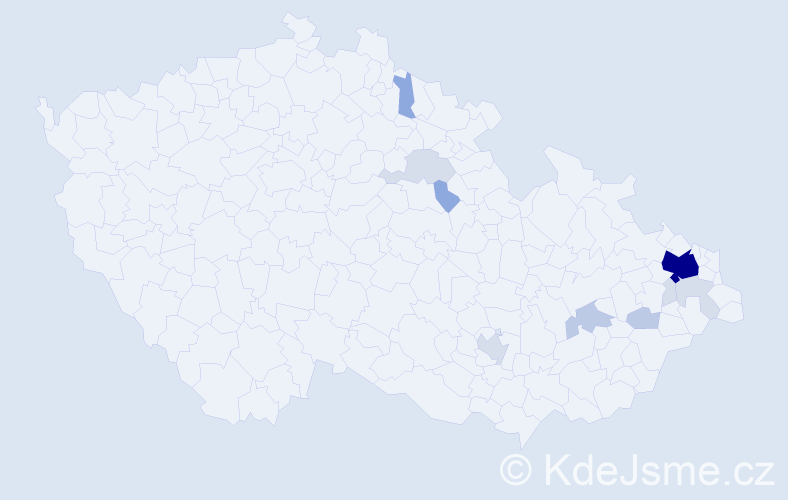 Příjmení: 'Kubza', počet výskytů 33 v celé ČR