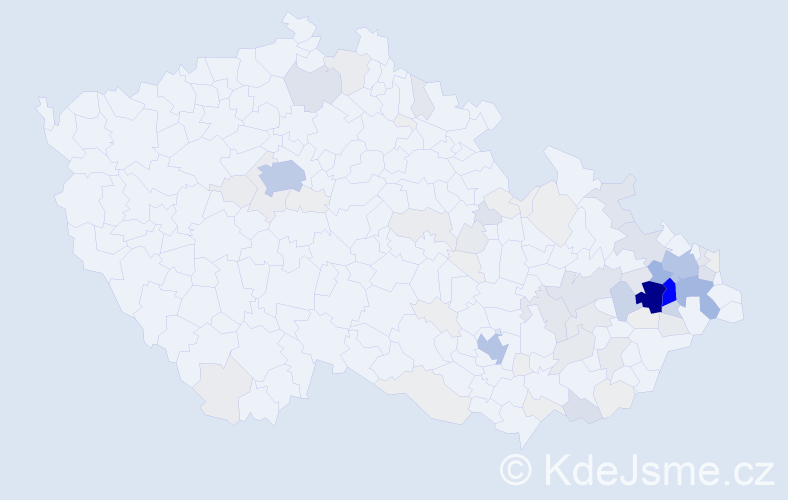 Příjmení: 'Hanzelka', počet výskytů 502 v celé ČR