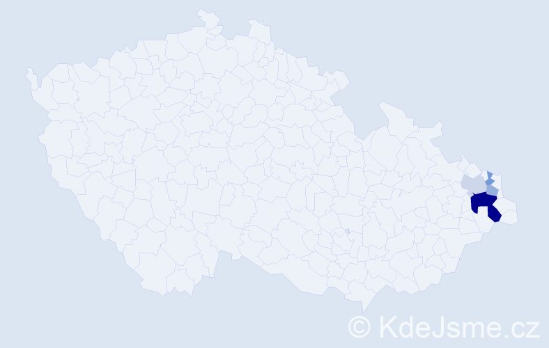 Příjmení: 'Cuprák', počet výskytů 9 v celé ČR