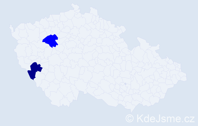 Příjmení: 'Kodyš', počet výskytů 5 v celé ČR