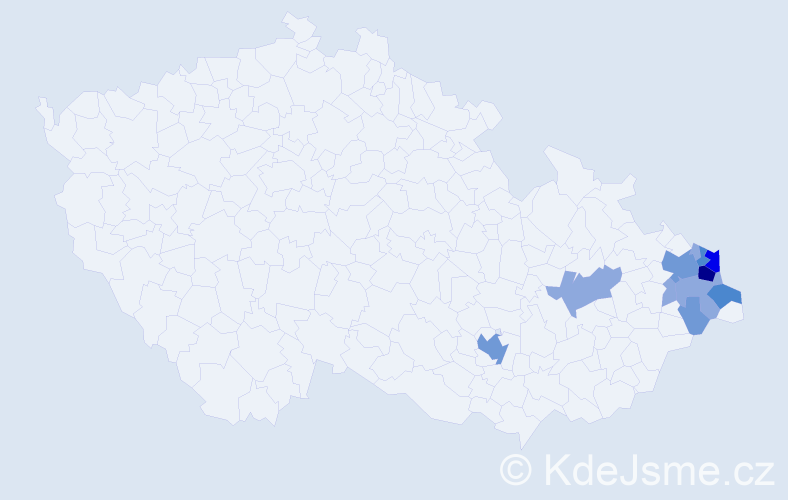 Příjmení: 'Mrajca', počet výskytů 28 v celé ČR