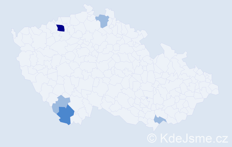 Příjmení: 'Brem', počet výskytů 9 v celé ČR