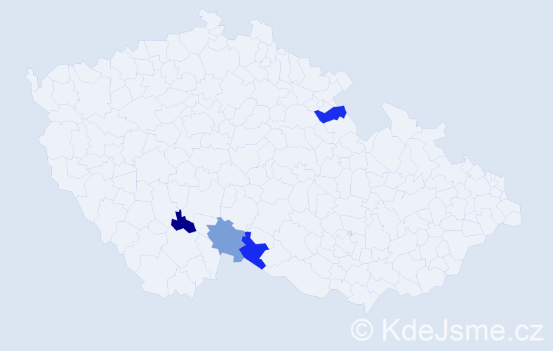 Příjmení: 'Pataiová', počet výskytů 4 v celé ČR