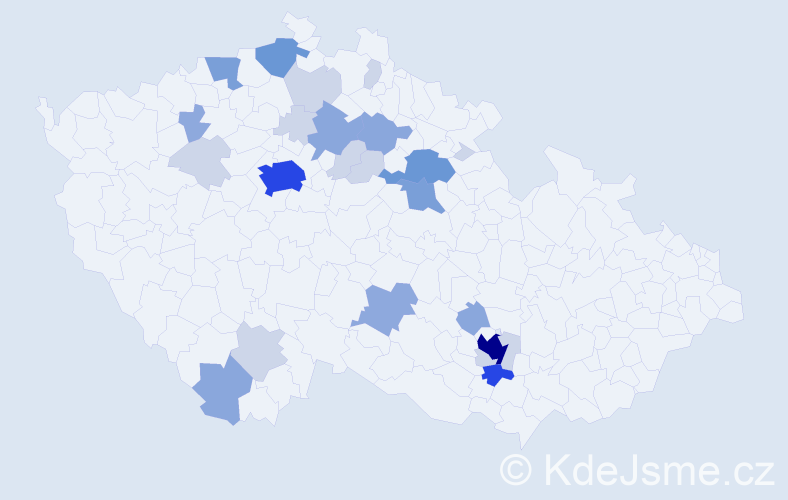 Příjmení: 'Haňka', počet výskytů 75 v celé ČR