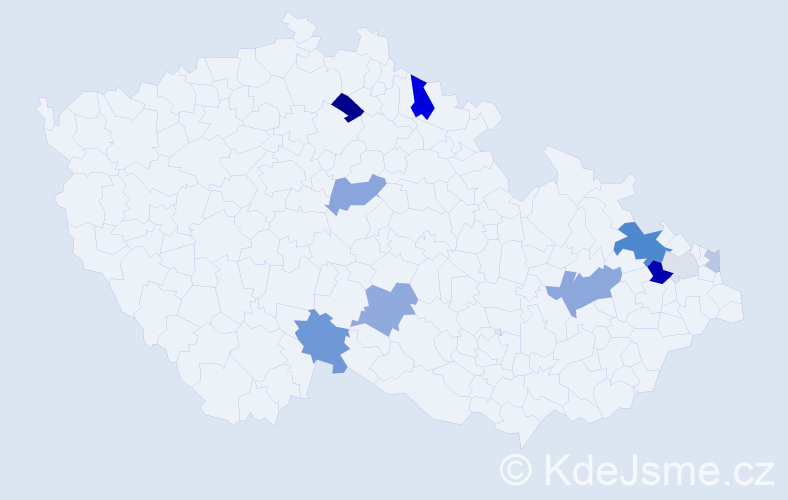 Příjmení: 'Magura', počet výskytů 24 v celé ČR