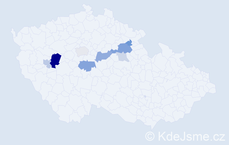 Příjmení: 'Vidrnová', počet výskytů 21 v celé ČR