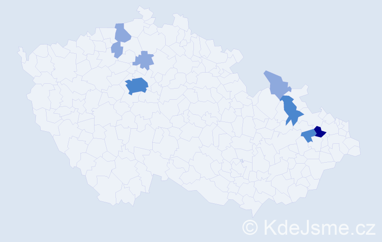 Příjmení: 'Rubač', počet výskytů 15 v celé ČR