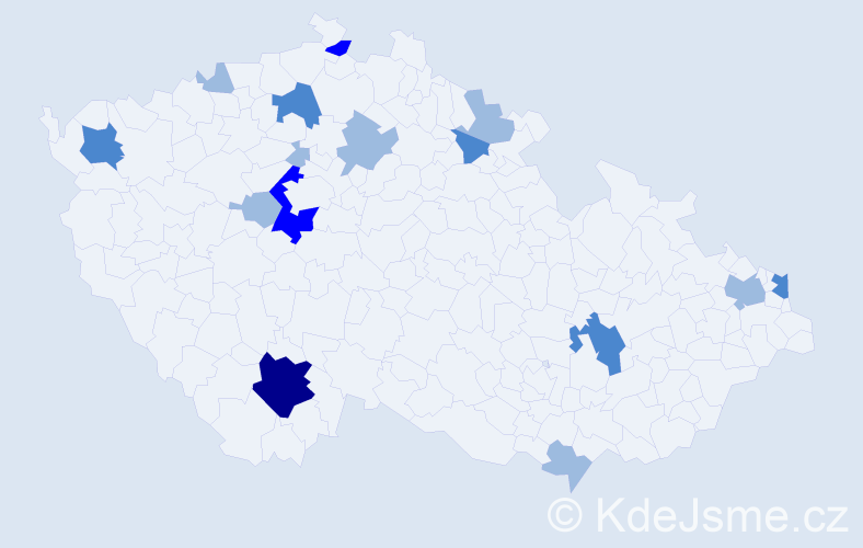 Příjmení: 'Legdan', počet výskytů 27 v celé ČR