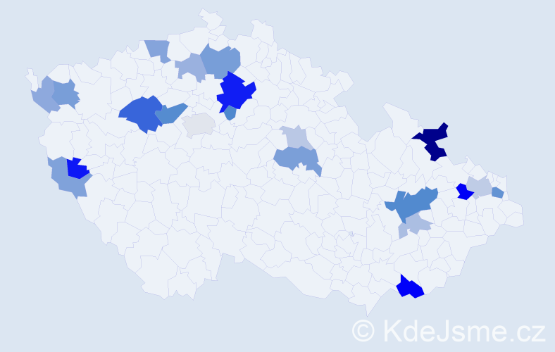 Příjmení: 'Kriško', počet výskytů 49 v celé ČR