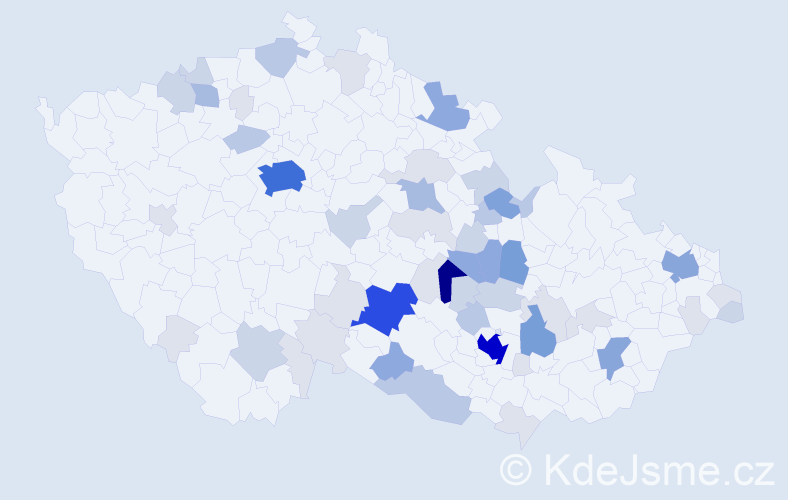 Příjmení: 'Kalášek', počet výskytů 198 v celé ČR