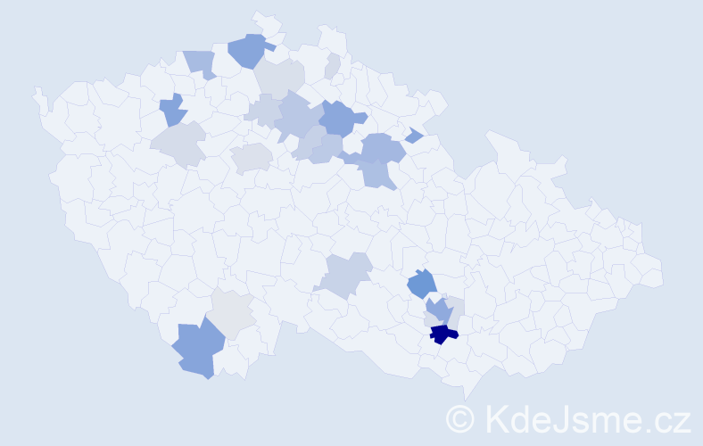 Příjmení: 'Haňka', počet výskytů 75 v celé ČR