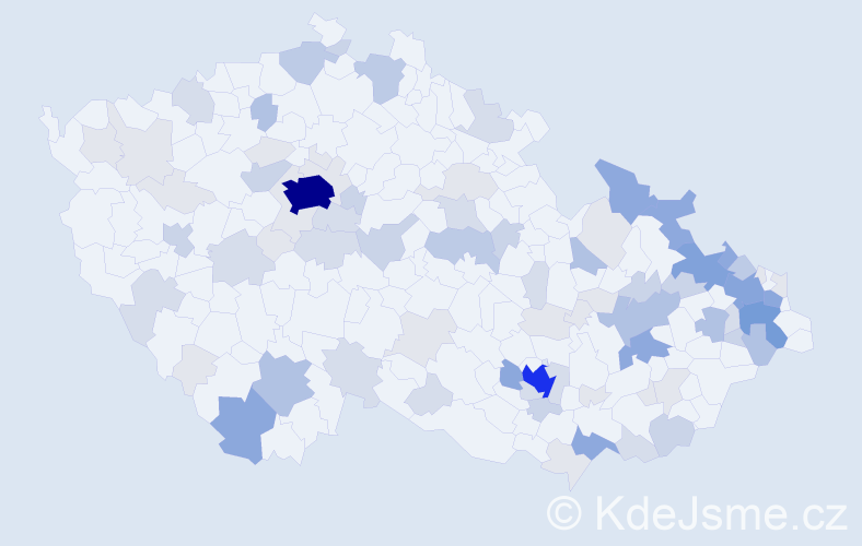 Příjmení: 'Kocian', počet výskytů 282 v celé ČR