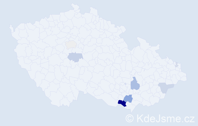 Příjmení: 'Kulkus', počet výskytů 21 v celé ČR