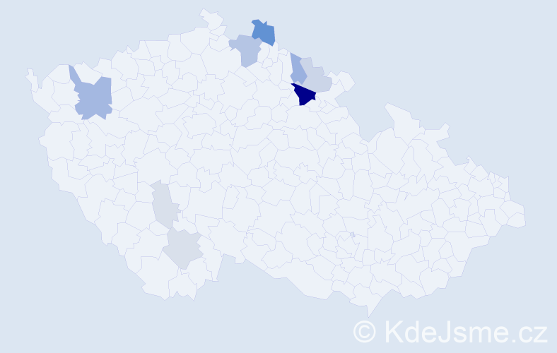 Příjmení: 'Kejzarová', počet výskytů 32 v celé ČR