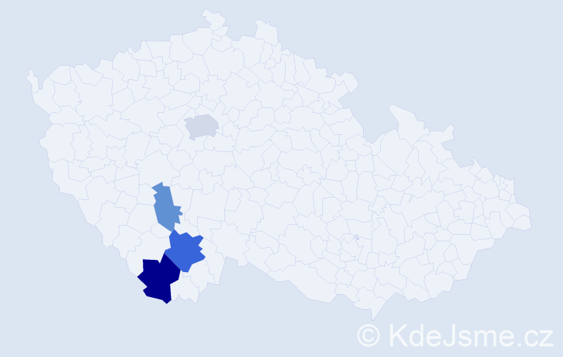 Příjmení: 'Čečelovský', počet výskytů 8 v celé ČR