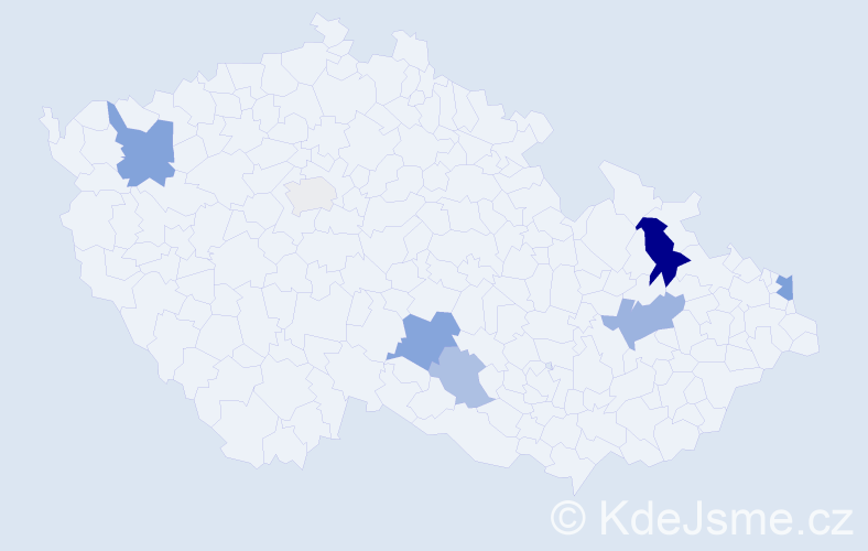 Příjmení: 'Dvorák', počet výskytů 14 v celé ČR