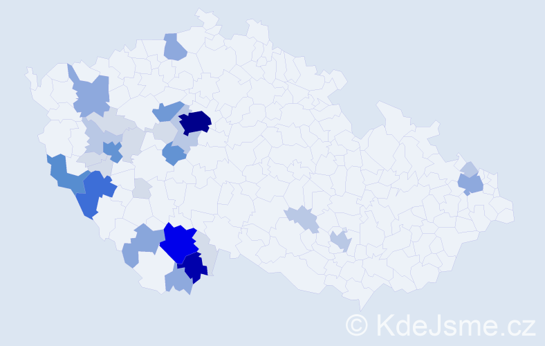 Příjmení: 'Brousek', počet výskytů 121 v celé ČR