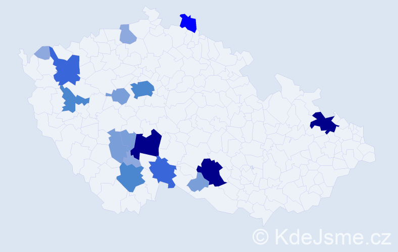 Příjmení: 'Kravarová', počet výskytů 54 v celé ČR