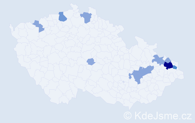 Příjmení: 'Šafran', počet výskytů 29 v celé ČR