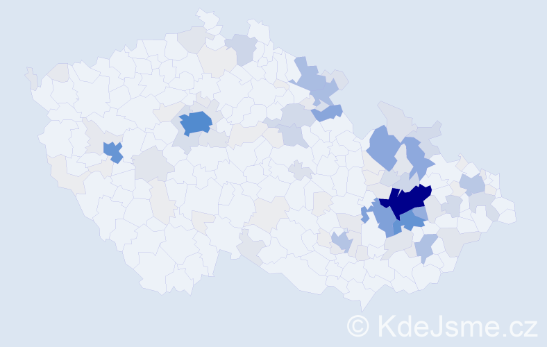 Příjmení: 'Mádr', počet výskytů 528 v celé ČR