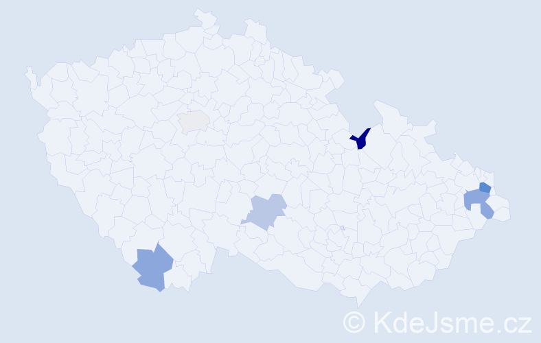 Příjmení: 'Vraňáková', počet výskytů 10 v celé ČR