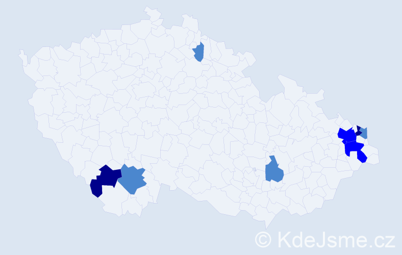 Příjmení: 'Kes', počet výskytů 14 v celé ČR