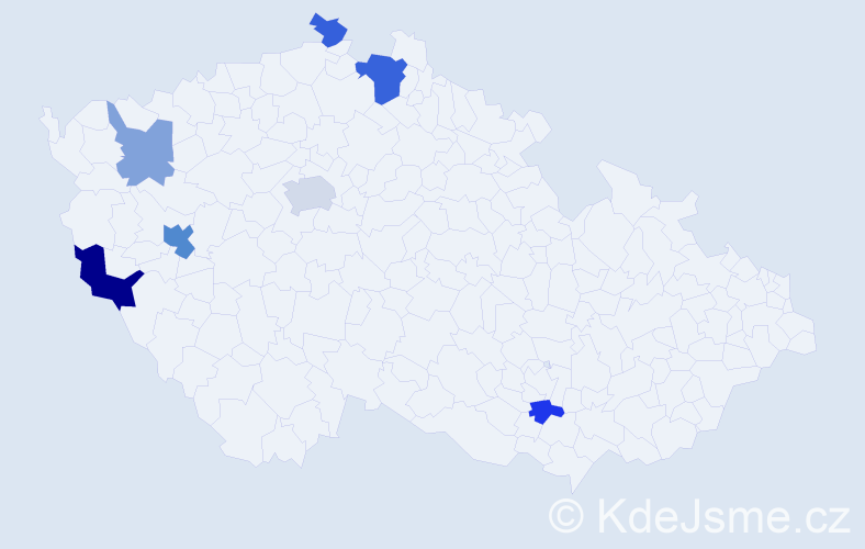 Příjmení: 'Ljach', počet výskytů 13 v celé ČR