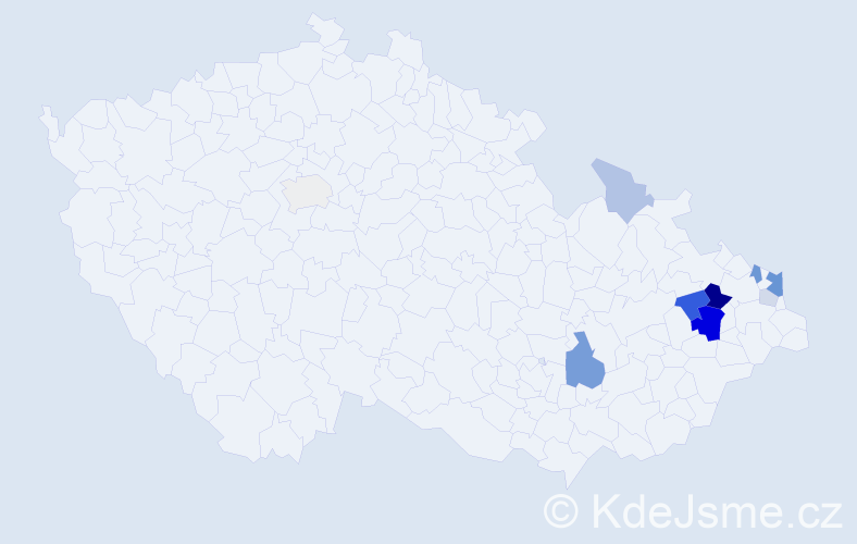 Příjmení: 'Lušňáková', počet výskytů 28 v celé ČR