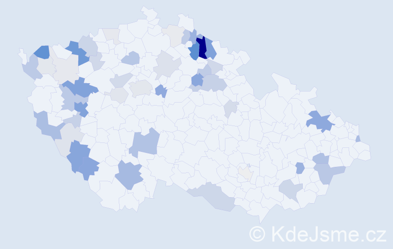 Příjmení: 'Rypl', počet výskytů 153 v celé ČR