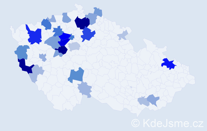 Příjmení: 'Borč', počet výskytů 102 v celé ČR