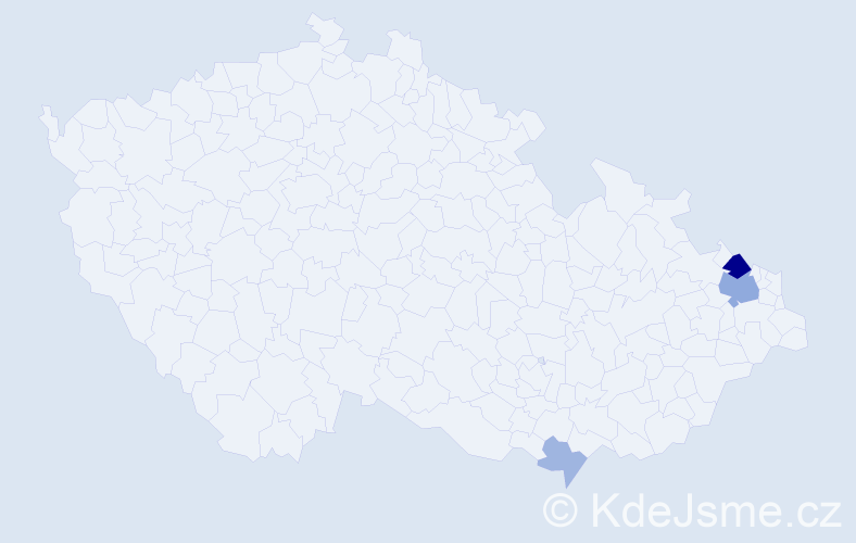Příjmení: 'Kubinák', počet výskytů 9 v celé ČR