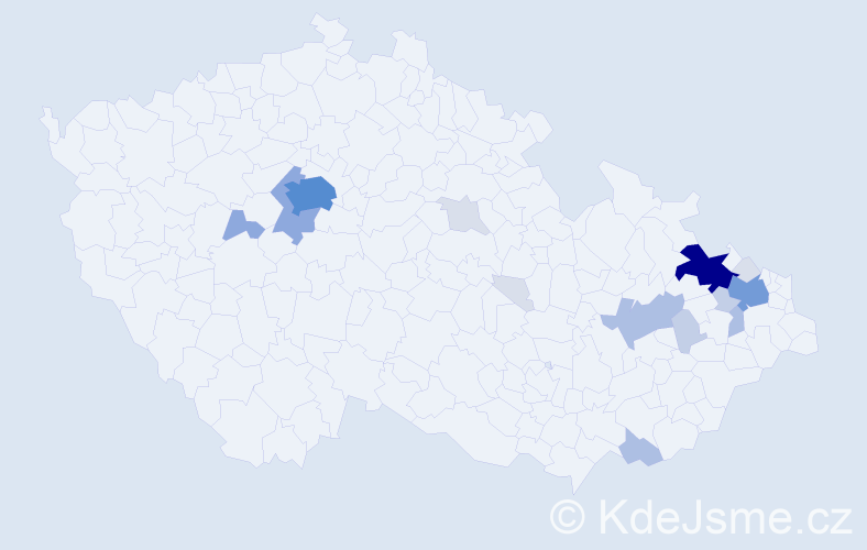 Příjmení: 'Paleta', počet výskytů 63 v celé ČR